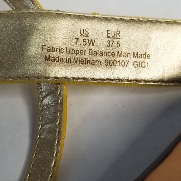 Sam Edelman Tropical Gigi T -Strap Yellow Thong Sandals Boho Resort Summer 7.5W - Picture 4 of 13